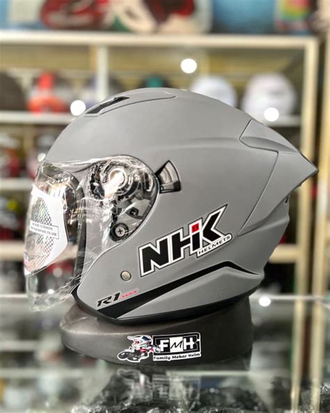 HELM NHK R1 MAX SOLID DIM GREY ABU ABU DOF HELM HALF FACE DOUBLE