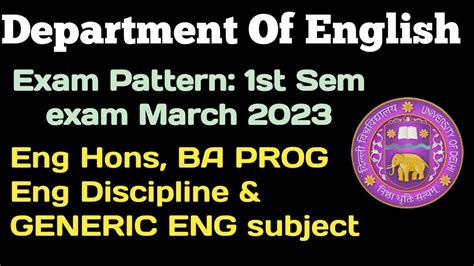 DU SOL ENG Subject First Semester Exams Pattern March 2023 Eng Hons