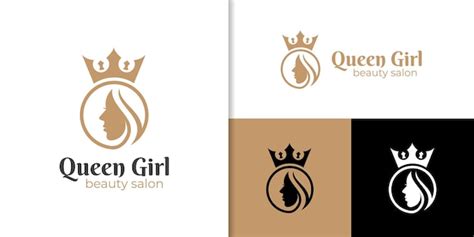 Premium Vector Golden Queen Logo Luxury Beauty Salon Logo Long Hair