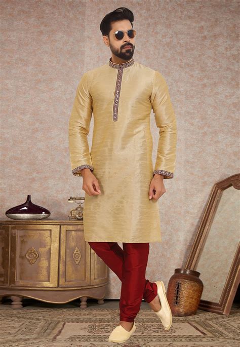 Golden Dupion Silk Kurta Pajama