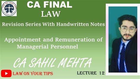 CA Final Law Revision Series Appointment And Remuneration Of