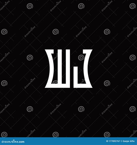 Wj Monogram Logo Letter With Curved Side Style Stock Vector