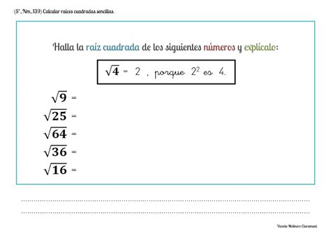 RAÍZ CUADRADA Quinto Educación Primaria