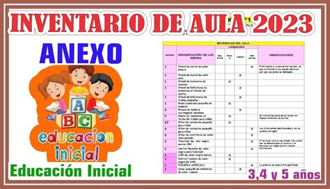 Anexo Para Inventario De Aula En Inicial Maestras De Inicial