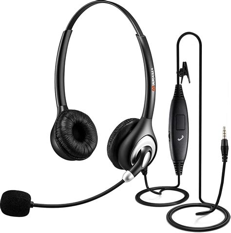 Arama Cell Phone Headset W Lightweight Secure Fit Headband Pro Noise Canceling Mic