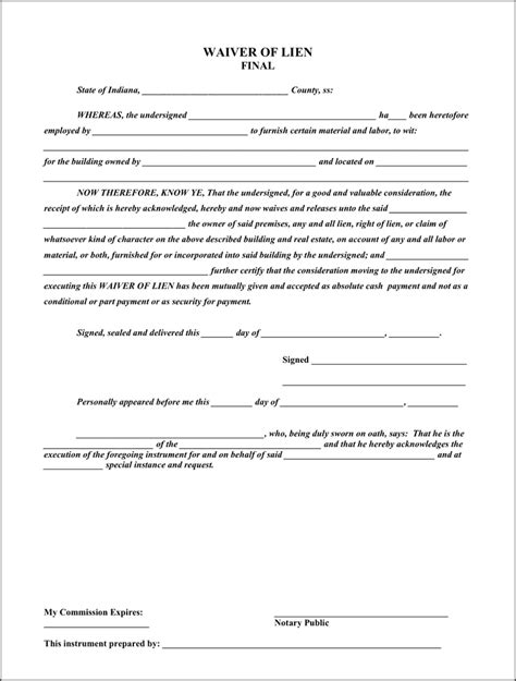 Free Printable Lien Release Form Printable Forms Free Online