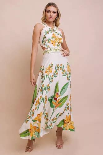 Vestido Midi Leveza Tropical Farm Parcelamento Sem Juros