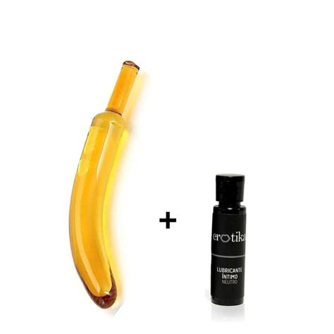 Dildo De Vidrio Banana Consolador Lubricante Intimo Neutro Erotika X