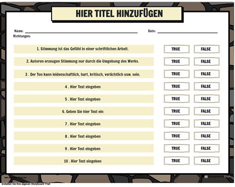 Arbeitsblatt Stimmung Und Ton Richtig Oder Falsch