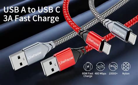 Long Usb C Cable 10ft3m 2pack Usb C Charger Cable Nylon Braided Usb