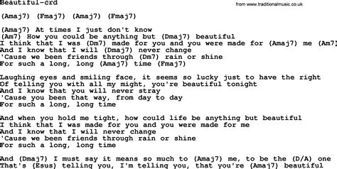 Beautiful By Gordon Lightfoot Lyrics And Chords
