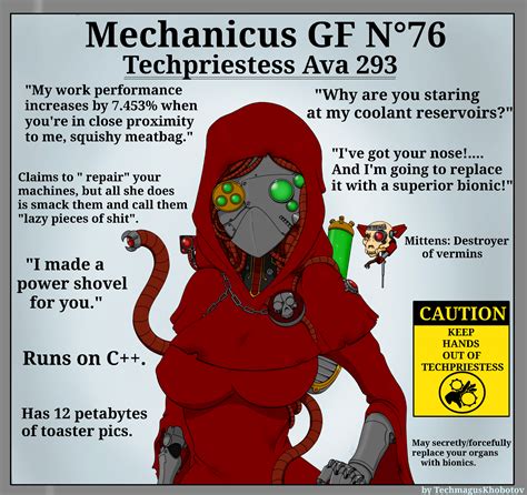 Mechanicus GF 76 Techpriestess Ava 293 CAUTION Runs On C Has 12