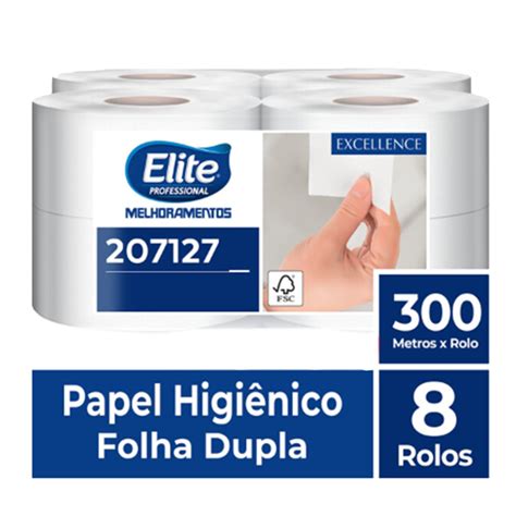 Papel Higiênico Rolo Melpaper Folha Dupla c 8 rolos de 300 metros