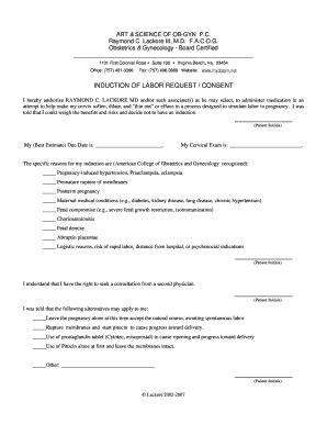 Fillable Online Medfusion Induction Of Labor Request Consent