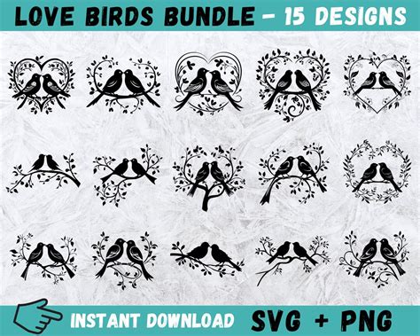 Love Birds SVG, Wedding Birds SVG, Birds Cricut, Clipart, Silhouette ...