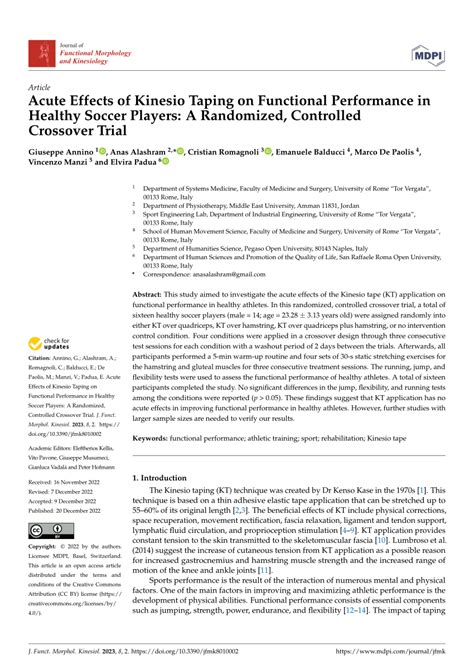 Pdf Acute Effects Of Kinesio Taping On Functional Performance In