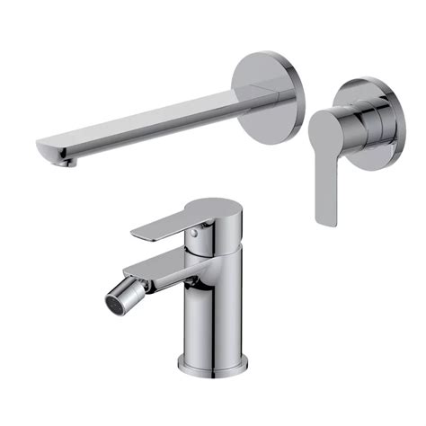 Set Miscelatore Lavabo A Muro Canna 25 Cm E Bidet Cromo Key