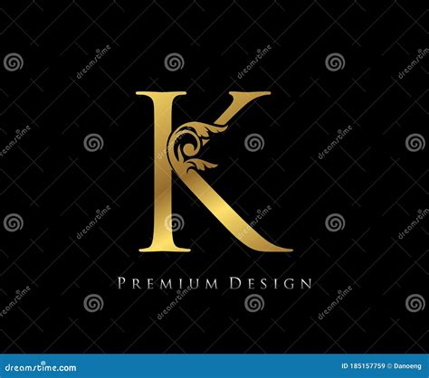 K Letter Luxury Gold Design Graceful Style Calligraphic Beautiful