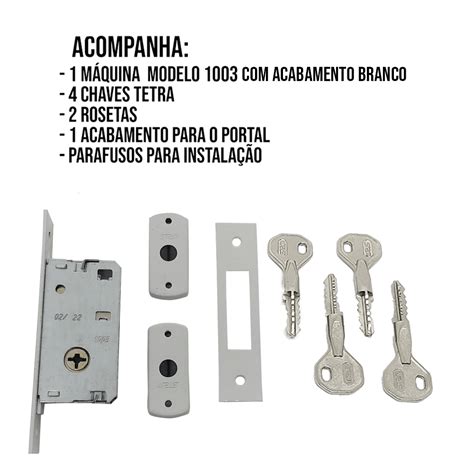 Fechadura Auxiliar Tetra Porta Externa Chaves Branco Stam