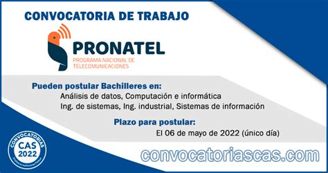 Convocatoria Pronatel Cas Plaza An Lisis De Datos Computaci N E