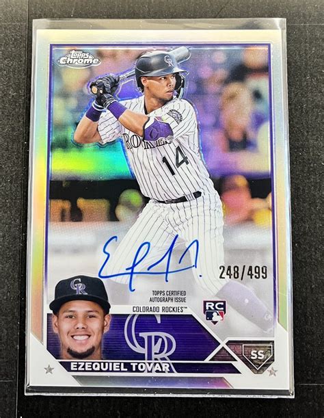 Letao Topps Chrome Mlb Ezequiel Tovar Rockies Rc Auto