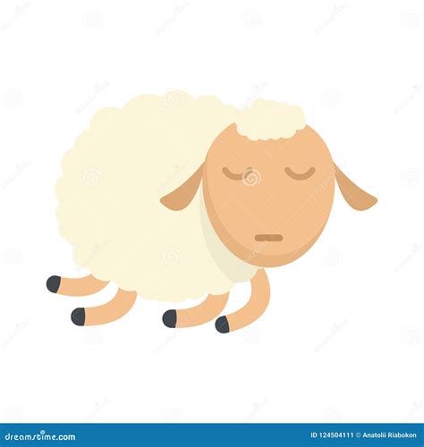 Icono De Las Ovejas El Dormir Estilo Plano Stock de ilustración