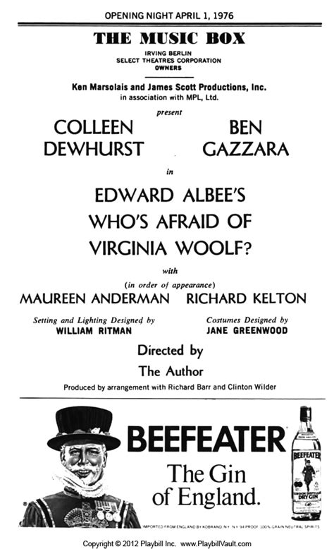 Whos Afraid Of Virginia Woolf Broadway Music Box Theatre 1976