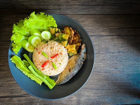 Fried Rice With Spicy Shrimp Paste Dip Stock Photo Image Of Cooking