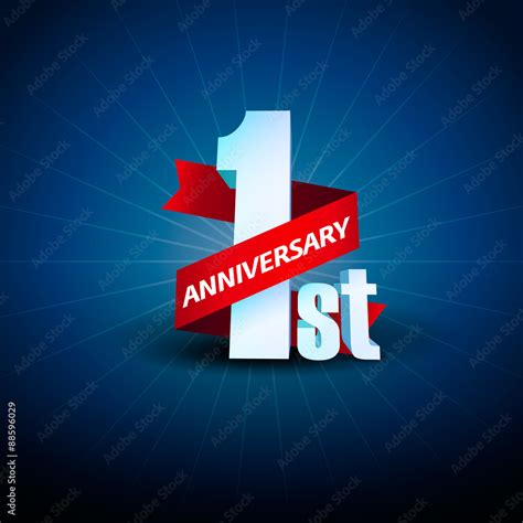 1st Anniversary 3D on blue background Stock Vector | Adobe Stock