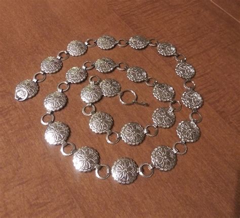 Vintage Silver Metal Round Sunburst Concho Belt Stamped Etsy Concho