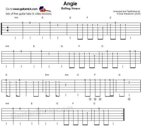 Angie - easy guitar tab | Guitar tabs, Guitar tabs songs, Guitar tabs ...