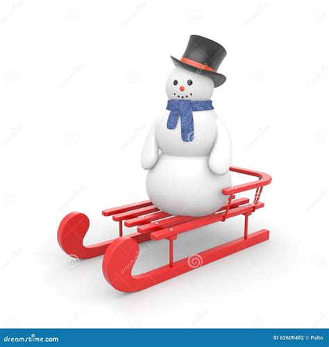 Snowman On Sled Stock Illustration Illustration Of Smile 62609482