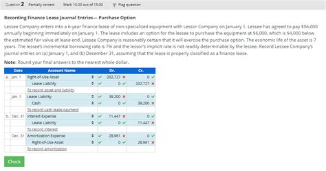 Solved Q2 Recording Finance Lease Journal Entries— Purchase