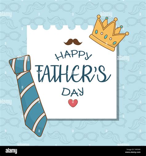 Happy Fathers Day Card With Neck Tie Vector Illustration Design Stock