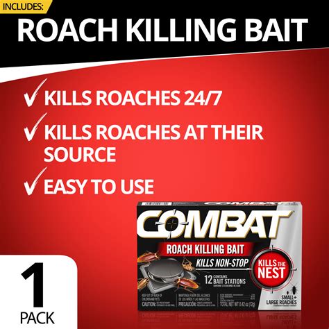 Combat Roach Killing Bait Stations For Small And Large Roaches 12 Count