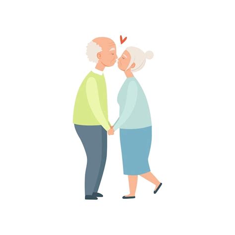 Premium Vector Senior Man And Woman Kissing And Holding Hands Elderly