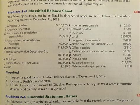 Solved Problem 2 3 Classified Balance Sheet 1 Prepare In