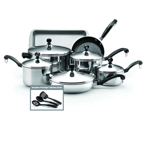 Farberware Classic 12 Piece Stainless Steel Cookware Set With Lids 75779 The Home Depot