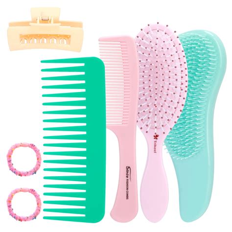 Aowoo Hair Brush Set For Girls 7 Piece Kit With Detangle Hair Brush Wet Hair Brush Comb Hair