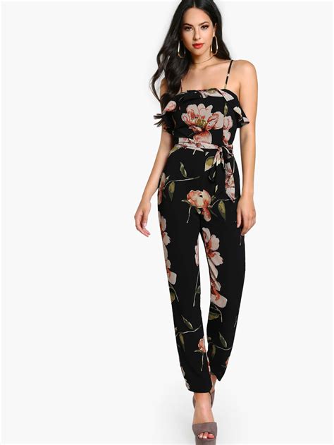 Floral Print Spaghetti Strap Jumpsuit Floral Shein Sheinside