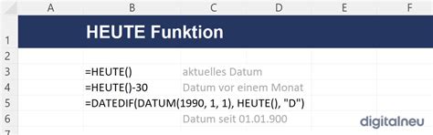 HEUTE Funktion In Excel Aktuelles Datum Einfach Abrufen Digitalneu