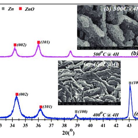 Xrd And Sem Inset Results Of Thermally Oxidized Thin Zn Films At A