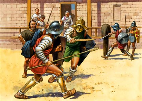 Gladiator Training Roman History Gladiator Warriors Illustration