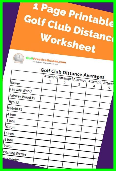 Printable Women S Golf Club Distance Chart