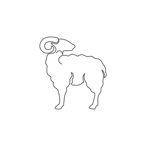 Single Continuous Line Drawing Of Funny Cute Sheep For Business Logo