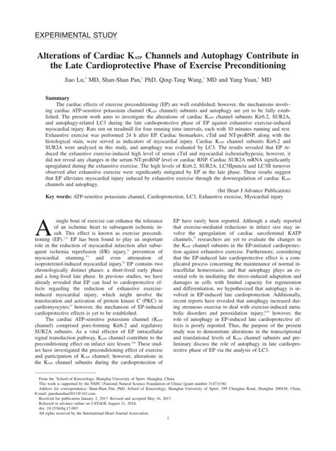 PDF Alterations Of Cardiac KATP Channels And Autophagy Contribute In