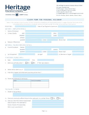 Fillable Online CLAIM FORM FOR PERSONAL ACCIDENT Cibkenya Fax