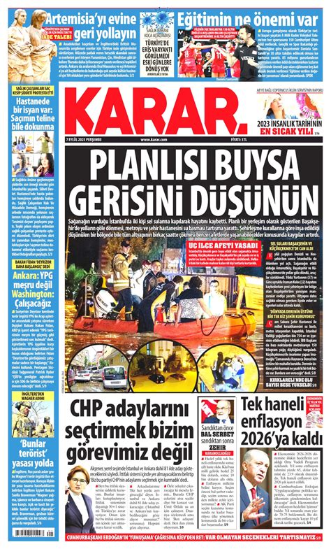 Karar Gazetesi Karar Man Et Oku Haberler Eyl L