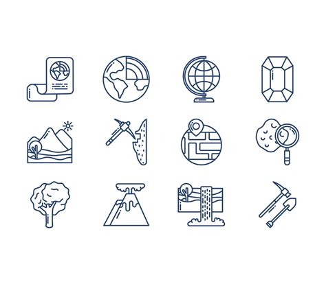 Geography And Geology Study Icon Set Vector Art At Vecteezy