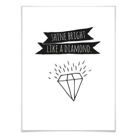 Poster Shine Bright Like A Diamond Wall Art De Typografie Poster